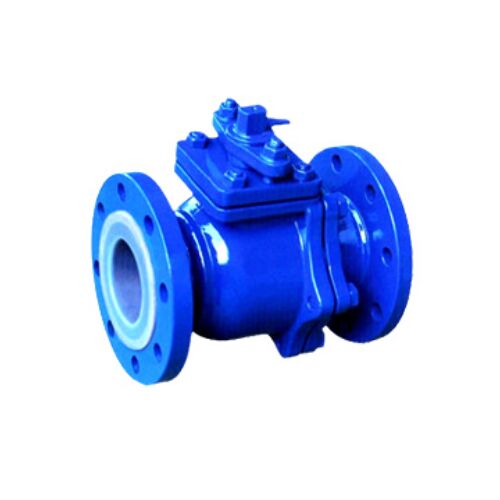 Marine fluorine lined flange ball valve white background