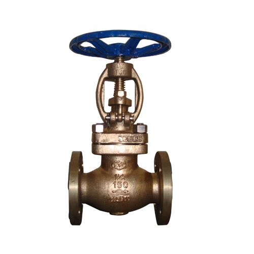 marine ansi american standard bronze globe valve white background